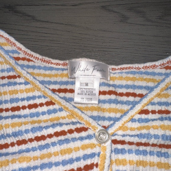 White Fox Boutique Orange and Blue Button Down Shirt - Picture 2 of 3